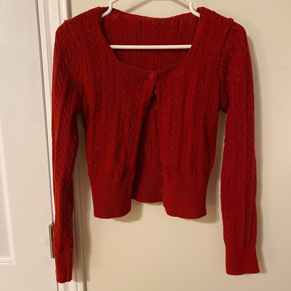 Red Knit Cardigan